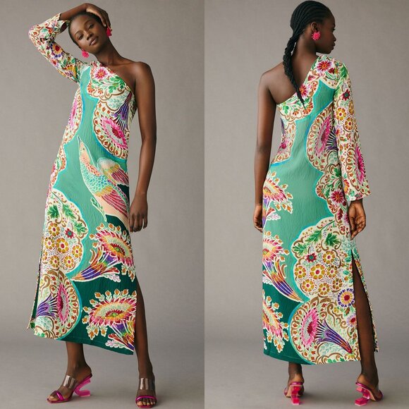 Anthropologie Dresses & Skirts - Anthropologie One Shoulder Bird Floral Print Midi Maxi Dress